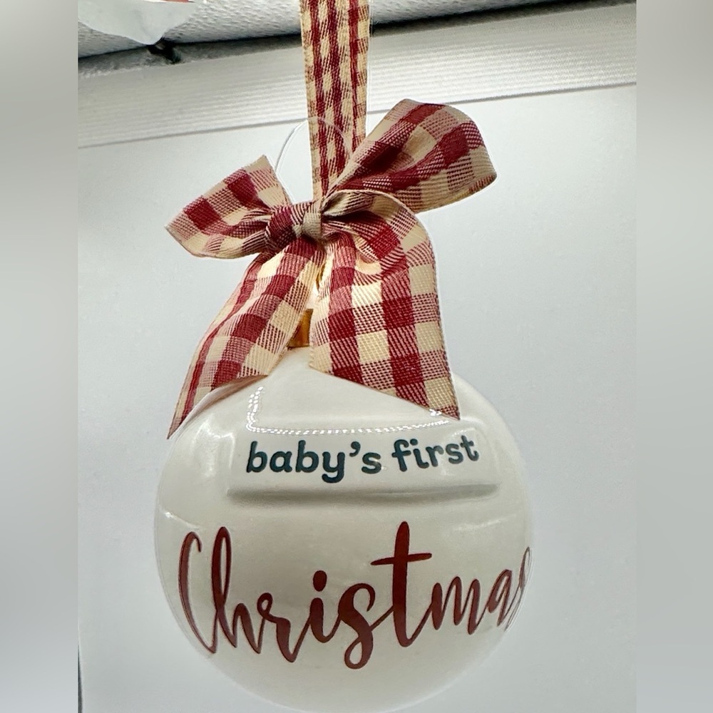 Baby's First Christmas Ceramic Ball Ornament - Classic - Gift Ready